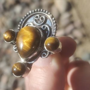 New Tiger Eye 925 Silver Ring.